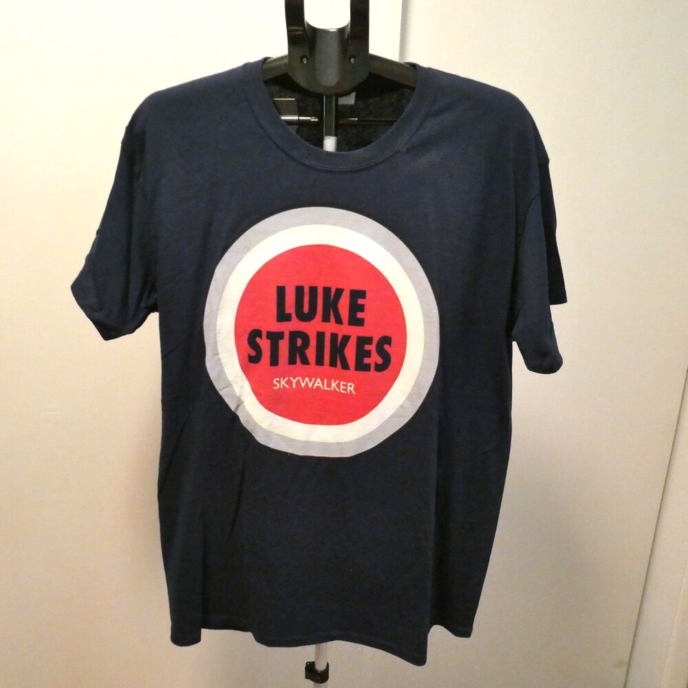 Star Wars Luke Strikes Skywalker Parody T-Shirt Lucky Strike Style Navy L